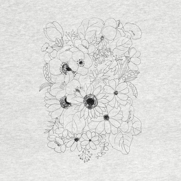 flowers arrangement line drawing by colorandcolor